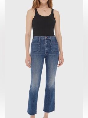 MOTHER Hustler Patch Pocket Ankle Fray in “Healing Jar,” size 25